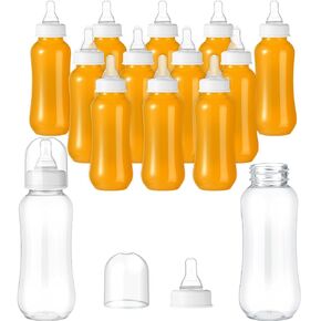 Norme Baby Shower Bottles 9.5 oz Plastic Baby Bottles Chug Sign Shower Game Party Favors Baby Bottles Bulk for Baby Shower Decorations Gender Reveal Gifts(White,24 Pcs)