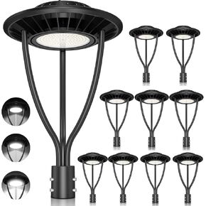ADUB LED Post Lights 60W 48W 36W Wattage Adjustable, DLC ETL 5000K LED Post Top Light with Photocell, IP65 Pole Lights Outdoor, LED Lamp Post Fixture Commercial Street Area Lighting, AC 100-277V