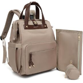 Diaper Bag Backpack with Changing Pad & Pacifier Case – One-Handed Convenience, Unisex Baby Bag for Girls & Boys, Perfect Baby Shower for Mom & Dad, Khaki