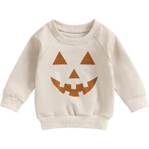 Toddler Baby Boy Girl Halloween Tops Long Sleeve Pumpkin Embroidery Sweatshirt Fall Infant Cute Clothes