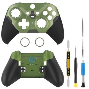 Front Back Housing Shell Faceplate Cover Replacement Repair Kit for Xbox One Elite Series 2 Controller (Halo-Green)