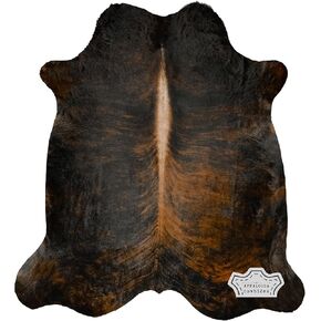 Genuine Cowhide Rug - Natural Leather Hide Rugs for Living Room & Area Rug for Bedroom - Real Cowhide Rug for Rustic Home Decor - 5'x7' Dark Brindle Cow Hide Rug Collection