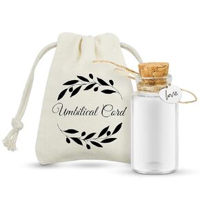 Umbilical Cord Keepsake Glass Bottle with Cork, Jar for Umbilical Cord/fetal Hair Storage and Memorial, Gift for Newborn Christening Baby Shower, Comes with Gift Bag (Love)