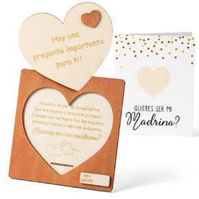 CJiangpo Will You Be My Godmother Proposal Gift, Madrina Proposal Gift in Spanish Godmother Proposal Card Gifts Ideas from Godchild, Wooden God Mother Announcement Baptism Christmas Gift