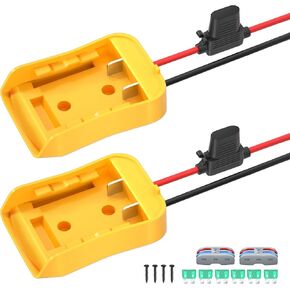 20V Battery Adapter Kit for Dewalt, Power Wheel Battery Converter with Fuses & Wire Terminals, 12AWG Wire, Universal Connector for RC Cars, Trucks, Robotics -2pcs