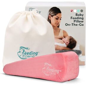 Nursing Pillow for Breastfeeding & Baby Bottle Feeder, Baby Head Support, Compact & Portable, Reduce Baby Reflux, Adjustable Support, Baby Travel Pillow, Infant Wedge Pillow, Grey
