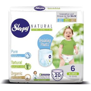 SOHO | Sleepy Natural Baby Training Pants, easy pull toddler Training Underwear for Boy and Girls Strong Absorbent (Size 6 | 20 Count | Child Weight 33-55 lbs)
