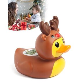 Baby Bath Thermometer Newborn and Pregnancy Christmas Moose and Duck Shape Baby Water Thermometer for Bathtub,Timing and Temp Alert Bath Temperature Toy
