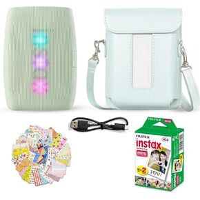 Fujifilm Instax Mini Link 3 Smartphone Printer Rose Pink + Fuji Film Value Pack (20 Sheets)+ Shutter Accessories Bundle, Incl. Protective Case, 20 Sticker Frames, USB Type C Cable