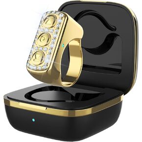 TikTok Scrolling Ring with Glitter Diamonds, Remote Control for TikTok, Bluetooth Page Turner for iPad/Kindle App/iPhone/Android, Finger Scroller, Rose Gold