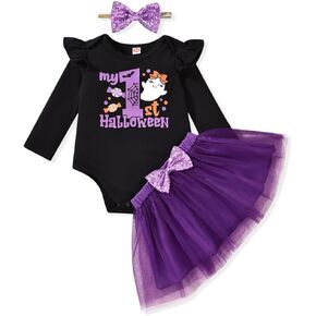 My First Halloween Outfits Baby Girls My 1st Halloween Romper Tutu Skirt Clothes Set