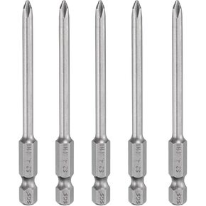 HARFINGTON 5pcs #2 Phillips Screwdriver Bit PH2 1/4" Hex Shank 3.15" (80mm) Long Magnetic S2 Steel Industrial Grade Screw Driver Bit Cross Head Electric Drill Bits 0.197" (5mm) Rod
