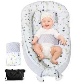 Baby Lounger 0-24 Months, Infant Lounger, Baby Nest Lounger, Portable Baby Lounger Pillow for Newborn, Antiroll Pillow for Baby, Cosleeping Baby Bed