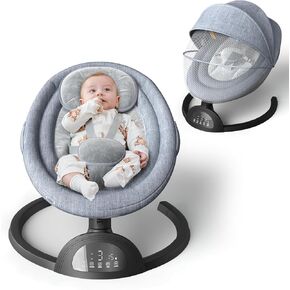 Baby Swings for Infants, Portable Baby Swing for Indoor and Outdoor, Bluetooth Baby Swing with Music Speaker, 5 Point Harness Belt, 5 Speeds and 3 Seat Positions