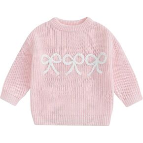 Baby Girl Knit Sweater Toddler Crewneck Cute Sweatshirt Long Sleeve Top Infant Fall Winter Clothes