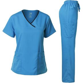 Dagacci Medical Uniform Women's Scrub Set Stretch Top and Pants Royal XXS