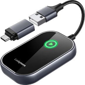 Luckymore محول CarPlay اللاسلكي، تحويل سلكي إلى CarPlay Dongle مناسب للسيارات مع وظيفة CarPlay في المصنع ولترقية Apple iPhone iOS 10+ 2025
