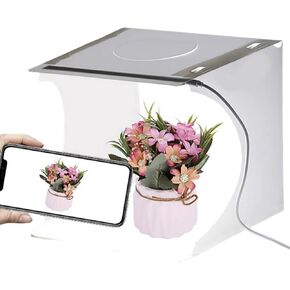 Mini Camera Light Box, Small White Photo Studio Light Box Portable Folding LED Photography Light Tent Kit