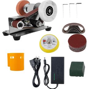 Mini Belt Sander Multifunctional Electric Belt Grinder 7 Adjustable Speed Low Noise 15° Cutter Sharpener Sander Tool Small Polishing Grinding Machine for Metal Jewelry Cutter US