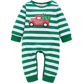 FIOMVA Unisex Baby Girl Boy 1st Christmas Outfit Clothes Long Sleeve Deer Romper Jumpsuit One-Piece Pajamas Xmas Gift