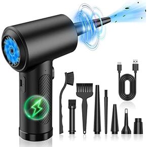 Portable and Rechargeable Black Air Duster – Perfect for Cleaning Keyboards, Electronics, Car Interiors, Small Spaces, and More – Powerful, Lightweight, Eco-Friendly, Highly Efficient