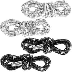 3Pairs Rhinestone Glitter Shoe Laces, 55inch Bling Crystal Shoelaces, Shiny Round Drawstring Cords Replacement for Sneaker Sweatpants Hoodies