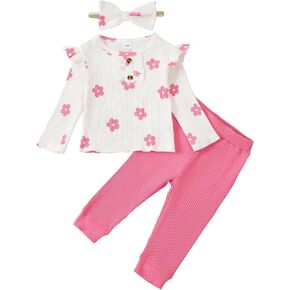 Mioglrie Baby Girl Clothes 3 6 9 12 18 24 Months 2T 3T Toddler Girl Clothes Fall Winter Outfit Long Sleeve Top Pant Set