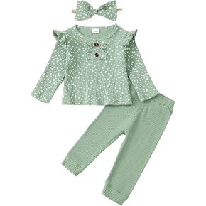 Mioglrie Baby Girl Clothes 3 6 9 12 18 24 Months 2T 3T Toddler Girl Clothes Fall Winter Outfit Long Sleeve Top Pant Set