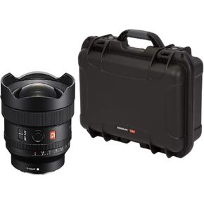مجموعة عدسات Sony FE مقاس 14 ملم f1.8 GM كاملة الإطار بفتحة كبيرة وزاوية واسعة مع حافظة صلبة داخلية مصبوبة مع حشوة إسفنجية ومنظم غطاء (عنصران)