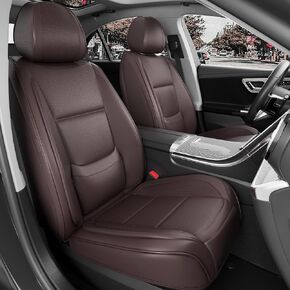 Car Seat Covers Full Set,Universal Leather Seat Covers for Most Vehicles SUV Pick-up Truck, Full Coverage Automotive Seats Cover Accessories (Beige-Full Set)