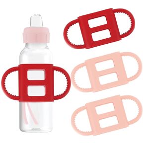 IMPRESA [4 Pack] Pink Bottle Handles for Dr Brown Baby Bottles - Teach Babies to Drink Independently for Sippy Bottle - Baby Bottle Holder for Easy Grip