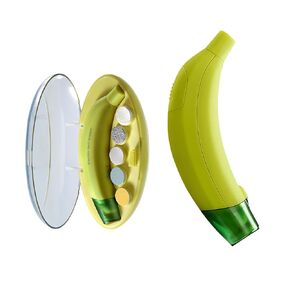 bc babycare Baby Nail Trimmer Electric, Gentle Electric Nail File for Newborn Infant Toddler or Adults with Light, Baby Nail Clipper & Cutter with 5 Grinding Head Replacement Pads - Yellow Banana