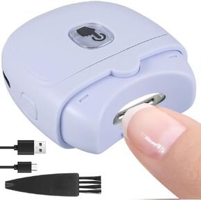 Automatic Nail Clipper Electric Nail Clippers with Light Rechargeable Fingernail Trimmer with Nail Scraps Storage Electric Nail Cutter Scissors for Infant, Children, Adults and Elderly (White)