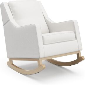 Storkcraft Pasadena Nursery Rocker (Ivory Basketweave with Driftwood) - Upholstered, Rocking Chair for Nursery, Gentle Rocking Motion, Solid Wood Base, Perfect for Any Nursery Decor