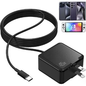45W Fast Charger for Nintendo Switch, USB C Charger for Switch with 6FT Charging Cable, Portable Travel Charger for Nintendo Switch/Switch Lite/Switch OLED/Switch Dock/Laptop/Tablet PC/Phone