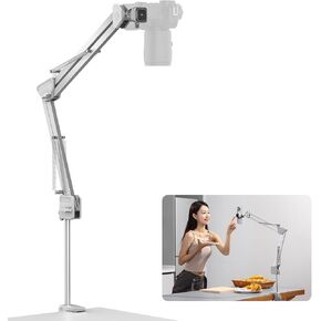 ULANZI TH04 Camera Overhead Tripod Mount, Flexible Microphone Boom Arm Light Stand Mounting Spring-Loaded Design Uka Quick Release Setup 360° Rotatable Ball Head Load Capacity 2kg
