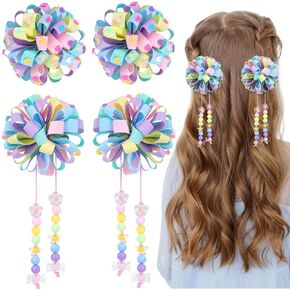 CN 4PCS Christmas Hair Bows for Girls, Christmas Hair Accessories for Girls Toddler Bows With Alligator Clips Girl Hair Accessories for Kids Teen Back to School (Christmas Red and Green)
