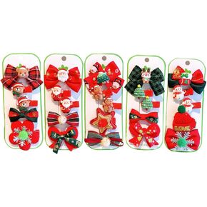 FZBNSRKO 25 Pcs Lovely Christmas Hair Clips,Baby Hair Clips Xmas Tree Bows Kids Hair Clips Colorful Hair Barrettes Holiday Hair Accessories for Toddlers Little Girls(Random 5 Sets)