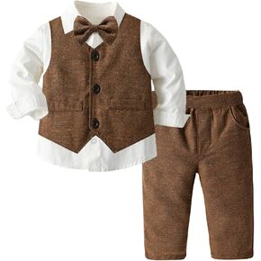 SANGTREE Baby Boys Toddler Gentleman Kids Formal Outfits Long Sleeve Suit Clothing Set 3 Months - 9 Years