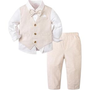 SANGTREE Baby Boys Suit Toddler Gentleman Formal Outfits 3 Months - 9 Years | Kids Long Sleeve Wedding Ring Bearer Tuxedo Clothing Set in Kuwait