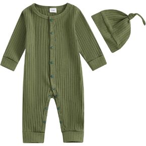 ZAXARRA Newborn Baby Boy Fall Winter Outfit New Here Letter knit Footies Romper 0 3 6 Months Jumpsuit Cute Hat Infant Set