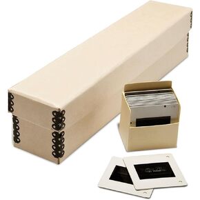 Print File Slide Storage Box with 8 Archival Slide Bins, 11.38x2.00x2.38, Tan