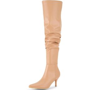 Perphy Pointed Toe Slouches Stiletto Heels Over the Knee High Boots for Women