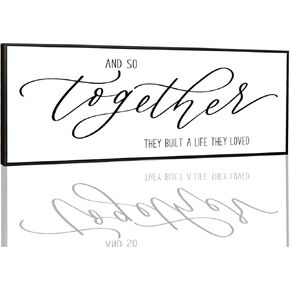 Wall Decor for Bedroom - And So Together They Built A Life They Loved Sign Large Framed Wall Art Master Bedroom Wall Decor Above Bed Home Sign Family Quotes Wall Decor (Black Wooden Frame) 43x15inch