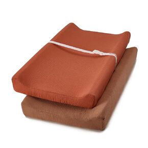 TILLYOU Muslin Changing Pad Cover Set 2 Pack - Soft and Breathable Baby Diaper Changing Table Pad Cover, Light Purple&Light Pink, 32"x16"