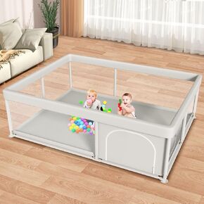 Large Baby Playpen 65x50 Inch, PlayPen for Babies and Toddlers, Sturdy Safety Play Yard for Indoor & Outdoor with Zipper Gates, Anti-Fall