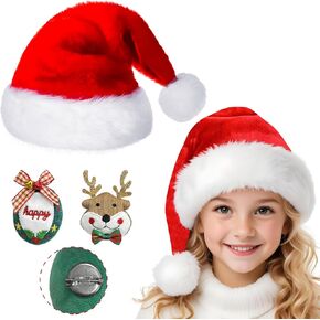 BleSky Christmas Santa Hat for Kids Baby Xmas Holiday Hat Unisex Velvet Classic Santa Claus Hat for New Year Festive