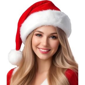 BleSky Christmas Santa Hat for Kids Baby Xmas Holiday Hat Unisex Velvet Classic Santa Claus Hat for New Year Festive