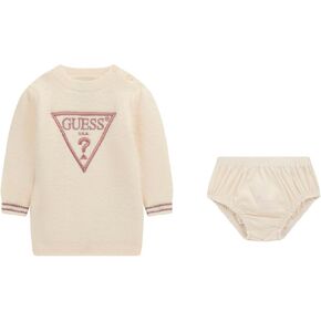 GUESS baby-girls Long Sleeve Fuzzy Sweater Dress and Jersey Panties