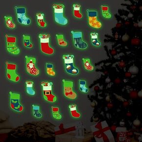Glow in The Dark Christmas Light Bulb Window Cling Green Luminous Christmas Light Bulb Window Stickers Removable Christmas Window Cling Christmas Party Supplies for Holiday Christmas Decoration